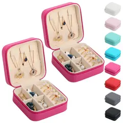 GENERICO - Pack de 2 UND Mini joyero cofre organizador de joyas para viaje