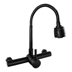 APACHE - Grifo Cocina Monomando Negro Cuello Flexible y Aireador dos funciones