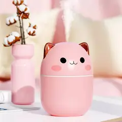 GENERICO - Humidificador portátil Gatitos 200 ml USB con luz LED - Rosa