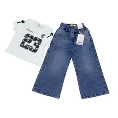 GENERICO - Outfit Para Niña Pantalón Jeans + Polo 100% Algodón