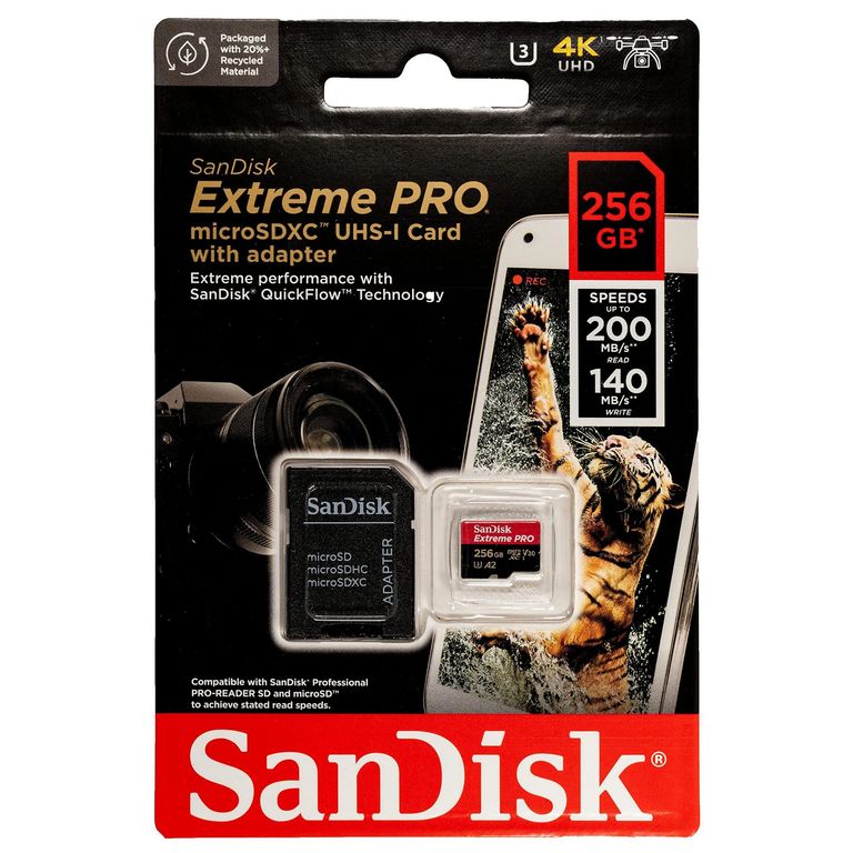 Tarjeta Extreme PRO microSDXC 4K UHD A2 V30 SDSQXCD-256G-GN6MA