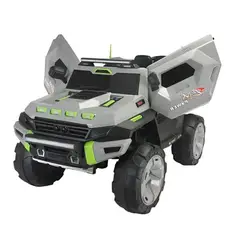 GENERICO - Potente Sherman 4x4 Gris 12V 550W! Camioneta Eléctrico 2 Asientos, Bluetooth y Seguro
