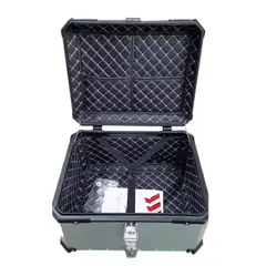 GENERICO - CAJUELA DE ALUMINIO PARA MOTO 65L MODELO X PLATEADO