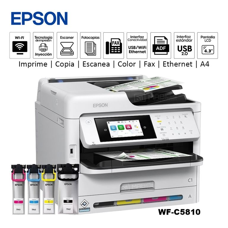 Impresora WorkForce Pro WF-C5810 WiFi Red Fax ADF
