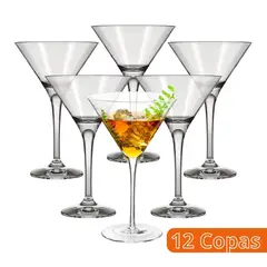 NADIR - Set de 12 Copas Martini Vidrio 100ml Resistentes y Versátiles