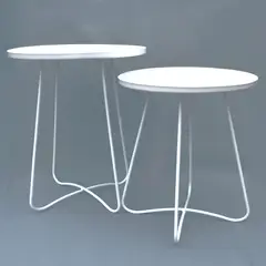 GENERICO - Mesas Auxiliares Color Blanco Metal Noir SetX2