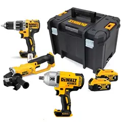 DEWALT - Taladro Perc 1/2" + Amoladora 4 1/2" 20V 2 Bat + Llave de Impacto 950Nm