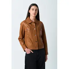 VELEZ - Vélez Casaca Kalahari De Cuero Mujer Silueta Trucker Miel