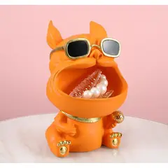 GENERICO - Recibidor portallavero Bulldog Frances en ceramica color Naranja