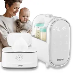 DAUER - Duo Bebé Calentador de Biberones 8en1 + Calentador de Pañitos Húmedos