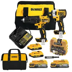 DEWALT - Taladro Perc 1/2" + Atorn de Impacto 1/4" 20V Brushless + Set de Puntas 16 Pzs