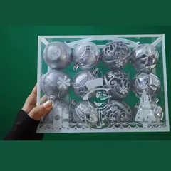 GENERICO - Bolas de Navidad Plateado 6cm caja cuadrado