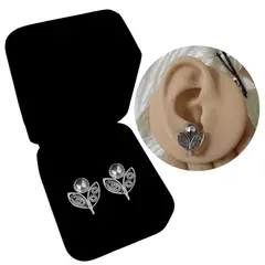 GENERICO - Aretes Mujer Flor Filigrana Regalo Mamá Novia Plata 950 Quemada