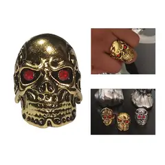 GENERICO - Anillo De Acero inox Calavera Craneo Nosferatu Dorado