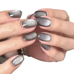 GENERICO - Uñas Press On - Cat eye gris - Set de 26 piezas