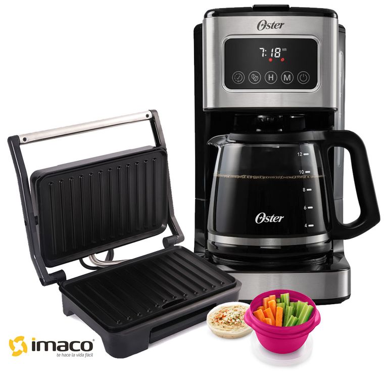 Cafetera Programable 12 Tz Bvstdc4403 + Mini grill panini Imaco