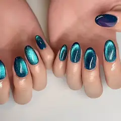 GENERICO - Uñas Press On - Cat eye verde - ojo de gato