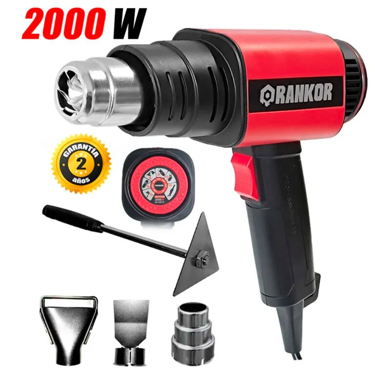 Pistola de Calor Aire Caliente Profesional RHG200002 50-650°C Dobla Tubos + Accesorios