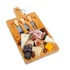 GENERICO - TABLA DE APERITIVOS DE QUESO DE BAMBU PREMIUM CON ACESORIOS