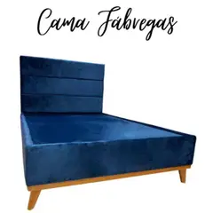 GENERICO - Cama Fábregas 2 Plazas - Azul Oscuro