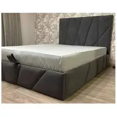 GENERICO - Cama Geometry King - Plomo Oscuro