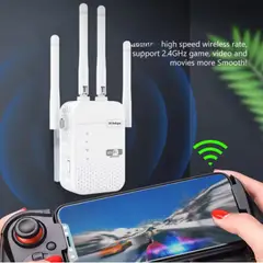 GENERICO - Repetidor Wifi Extensor Inalámbrico Alambrico 300Mbps 4 Antenas