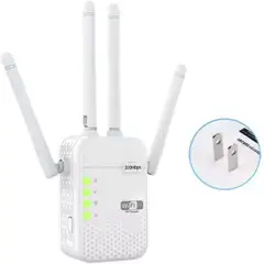 GENERICO - Repetidor Wifi Extensor Inalámbrico Alambrico 300Mbps 4 Antenas