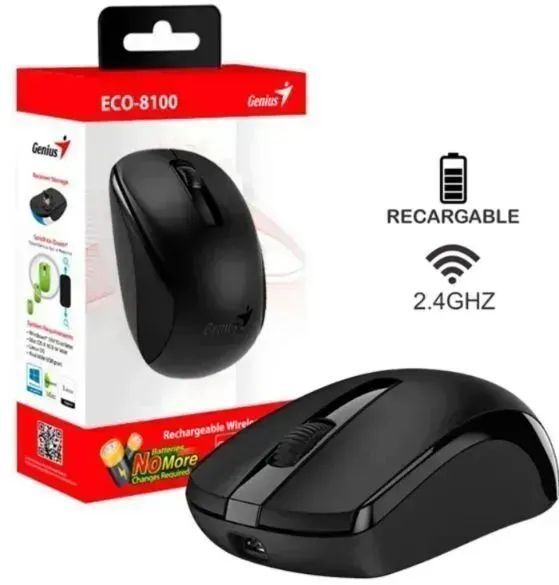 Mouse Inalámbrico Recargable ECO-8100 Negro
