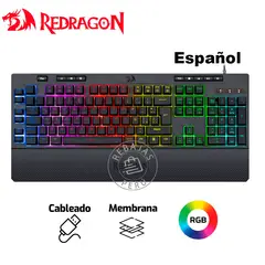 REDRAGON - Teclado Gamer SHIVA K512RGB-SP Semi Mecánico RGB Español