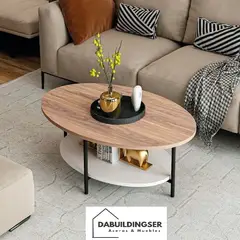 GENERICO - Mesa de Centro Moderna HOSTINI Ovalado 2 niveles