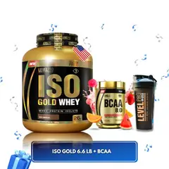 LEVEL PRO SUPPLEMENT SCIENCE - LEVEL PRO ISO GOLD WHEY 6.6LB VAINILLA + BCAA LEVEL 540 GR FRUIT PUNCH