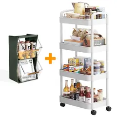 KELLER - Carrito Organizador 4 Niv para Cocina JK4 Y Caja Organizadora VD 17F