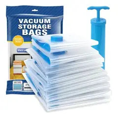 GENERICO - Pack de 5 Bolsas al Vacío 3 Medidas + Succionador Manual