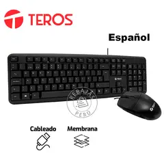 TEROS - Kit Teclado y Mouse TE-4062N USB Español 105 Teclas Negro