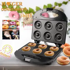 RAFF - Maquina Antiadherente De Base Teflon De 6 Donuts De 5cm
