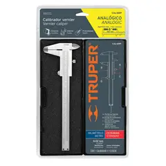 TRUPER - Calibrador pie de rey analógico 6 acero inox std y mm - 14394