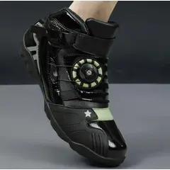 GENERICO - BOTAS DE CUERO PARA MOTO VERDE REGULABLE