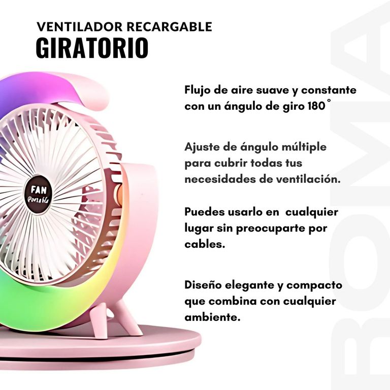 VENTILADOR RECARGABLE GIRATORIO 180°