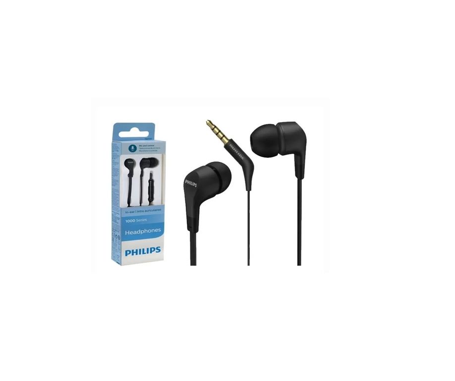 AUDÍFONOS PHILIPS IN-EAR TAE1105 CON MICRÓFONO NEGRO