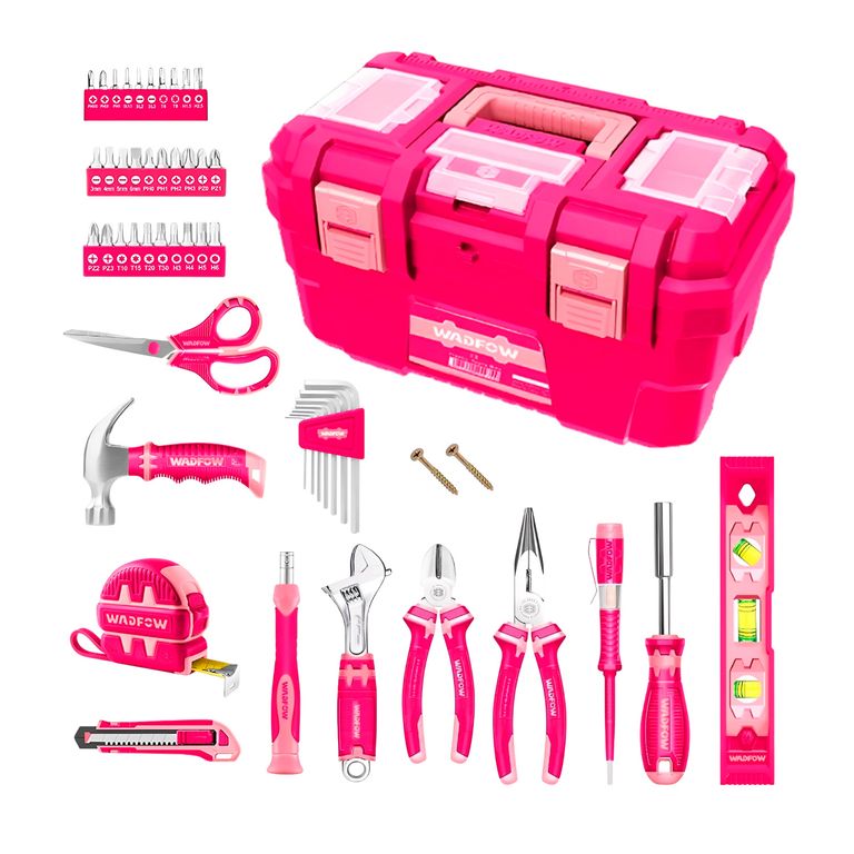 Caja De Herramientas Con Set 89 Piezas En Rosado - Whs3b89