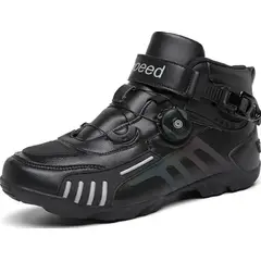 GENERICO - BOTAS MOTO CUERO SPEED NEGRO REFLECTIVO