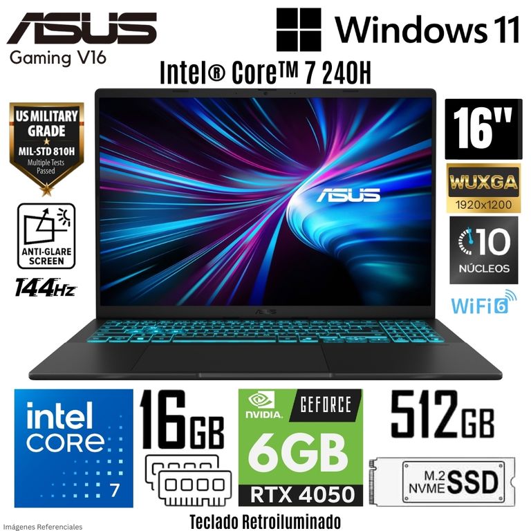 Laptop Gaming V16 V3607VU-RP036W Intel Core 7 240H 16GB RAM 512GB SSD RTX 4050-6GB 16" WUXGA