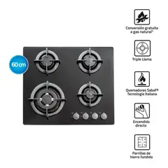 INDURAMA - COCINA A GAS GLP 4 HORNILLAS EGI-604VDNEG ENCIMERA