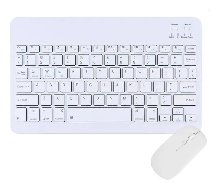 Teclado Y Mouse Bluetooth Inalámbrico Celular Tablet TV Mac iPad Blanco