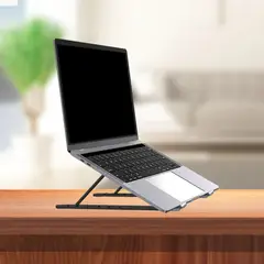 GENERICO - SOPORTE PARA LAPTOP DE ALUMINIO NEGRO - 7 NIVELES DE INCLINACION