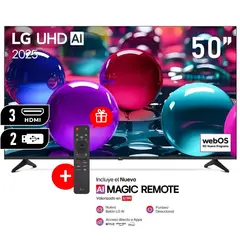 LG - Televisor 50” 4K UHD LED AI ThinQ 2025 (50UA7300PSB) + Control Magic