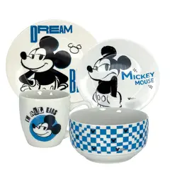 DISNEY CLASICOS - Set de Vajillas Mickey Mouse Azul Disney 4 pzas