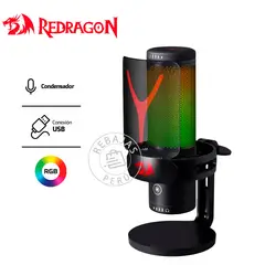 REDRAGON - Micrófono FENRIS GM301 USB Condensador RGB Negro Gaming