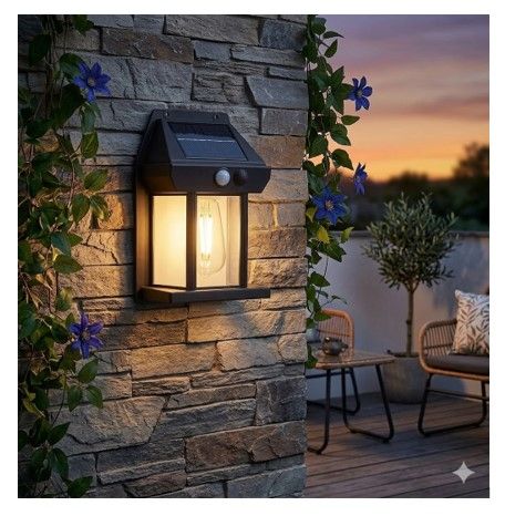 Lámpara Solar Exterior para Pared Sensor de Movimiento Impermeable