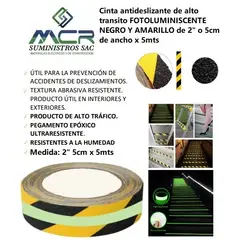 GENERICO - CINTA ANTIDESLIZANTE DE ALTO TRANSITO FOTOLUMINISCETE DE 2 O 5CMX5MTS BICOLOR